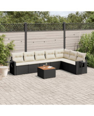 Salon de jardin 8 pcs avec coussins noir résine tressée | Mobilier & Déco