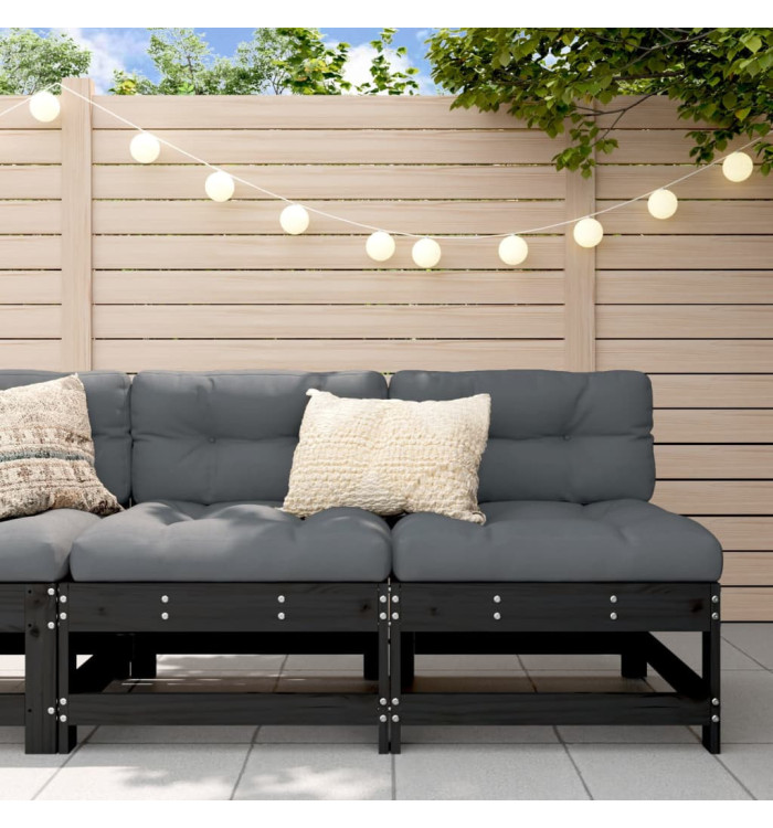 Canapés centraux de jardin 2 pcs noir bois de pin massif | Mobilier & Déco
