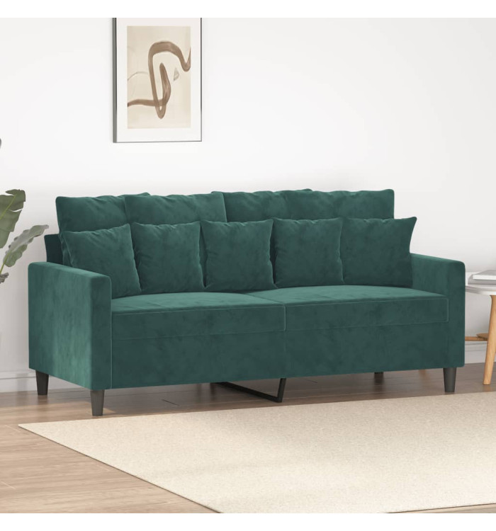 Canapé à 2 places Vert foncé 140 cm Velours | Mobilier & Déco