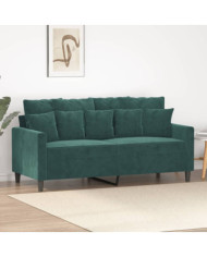 Canapé à 2 places Vert foncé 140 cm Velours | Mobilier & Déco