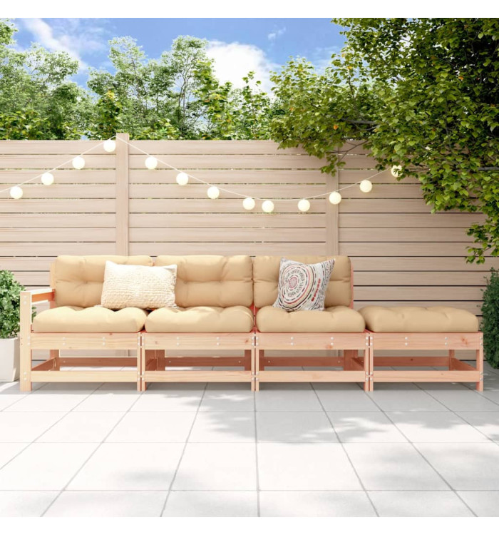 Salon de jardin 4 pcs bois massif de pin | Mobilier & Déco