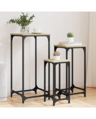 Tables d’appoint gigognes 3 pcs chêne sonoma bois d'ingénierie | Mobilier & Déco