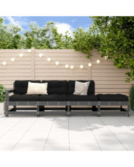 Salon de jardin 4 pcs gris bois massif de pin | Mobilier & Déco