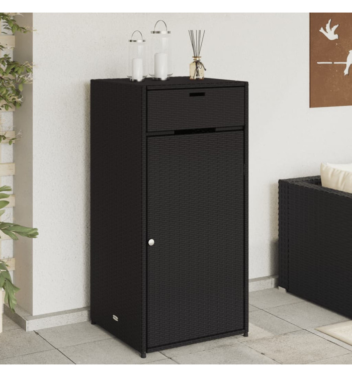 Armoire de rangement de jardin noir 55x55x111 cm résine tressée | Mobilier & Déco