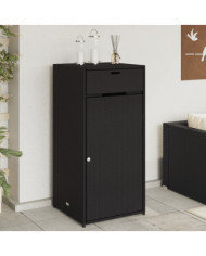 Armoire de rangement de jardin noir 55x55x111 cm résine tressée | Mobilier & Déco