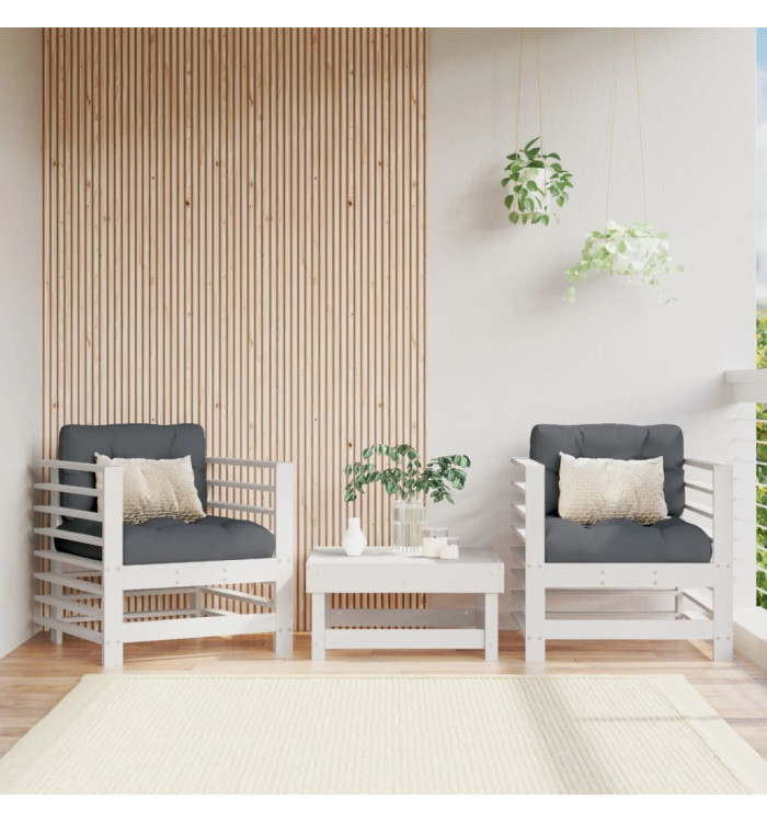 Chaises de jardin lot de 2 blanc bois massif de pin | Mobilier & Déco