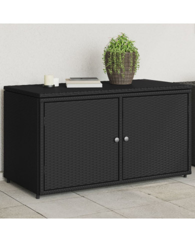 Armoire de rangement jardin noir 110x55x60,5 cm résine tressée | Mobilier & Déco