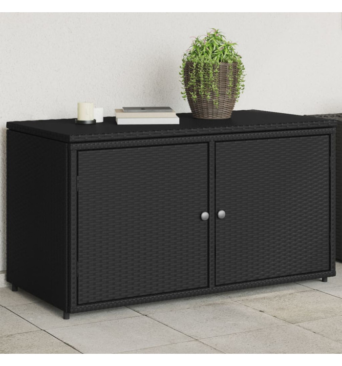 Armoire de rangement jardin noir 110x55x60,5 cm résine tressée | Mobilier & Déco