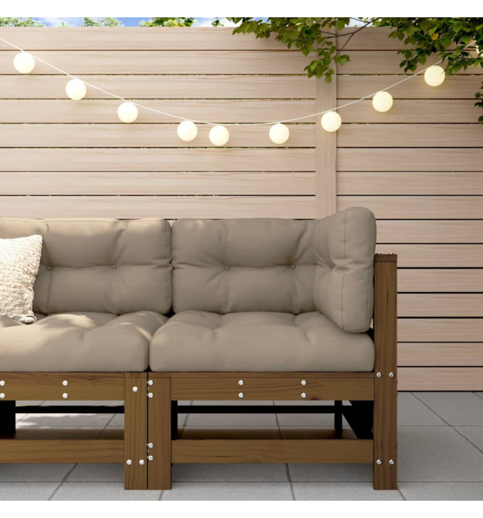 Canapé d'angle de jardin marron miel bois de pin solide | Mobilier & Déco