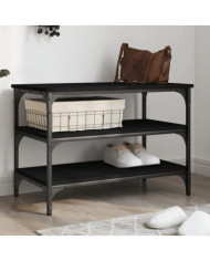 Banc à chaussures noir 70x38,5x49 cm bois d'ingénierie | Mobilier & Déco