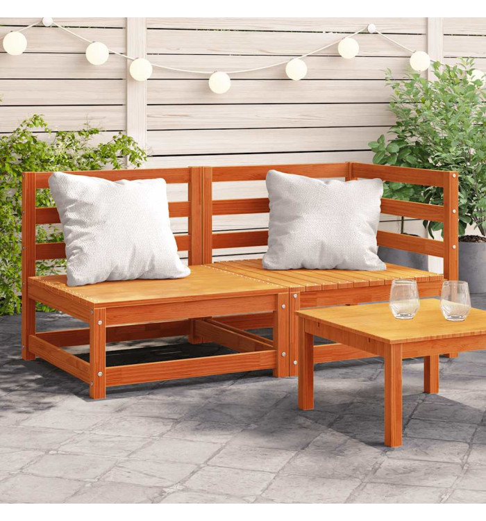 Canapé de jardin 2 places cire marron bois pin massif | Mobilier & Déco