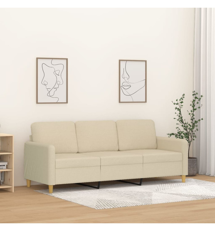 Canapé à 3 places Crème 180 cm Tissu | Mobilier & Déco