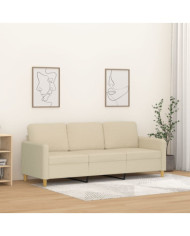 Canapé à 3 places Crème 180 cm Tissu | Mobilier & Déco