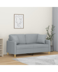 Canapé 2 places avec oreillers gris clair 140 cm tissu | Mobilier & Déco