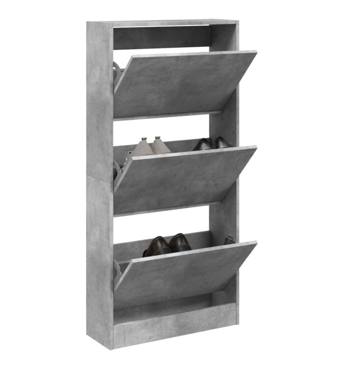 Armoire à chaussures gris béton 60x21x125,5cm bois d'ingénierie | Mobilier & Déco