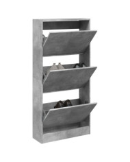 Armoire à chaussures gris béton 60x21x125,5cm bois d'ingénierie | Mobilier & Déco
