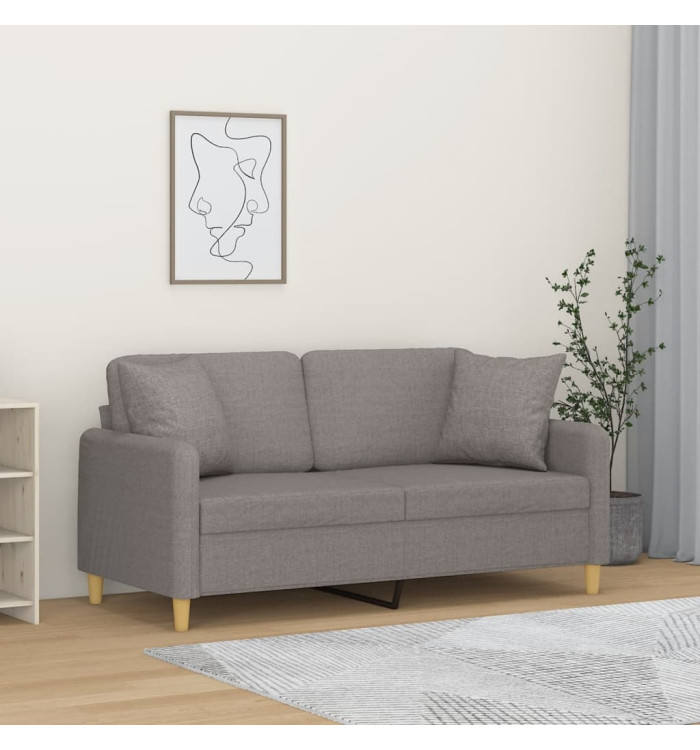 Canapé 2 places avec oreillers décoratifs taupe 140 cm tissu | Mobilier & Déco