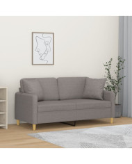 Canapé 2 places avec oreillers décoratifs taupe 140 cm tissu | Mobilier & Déco