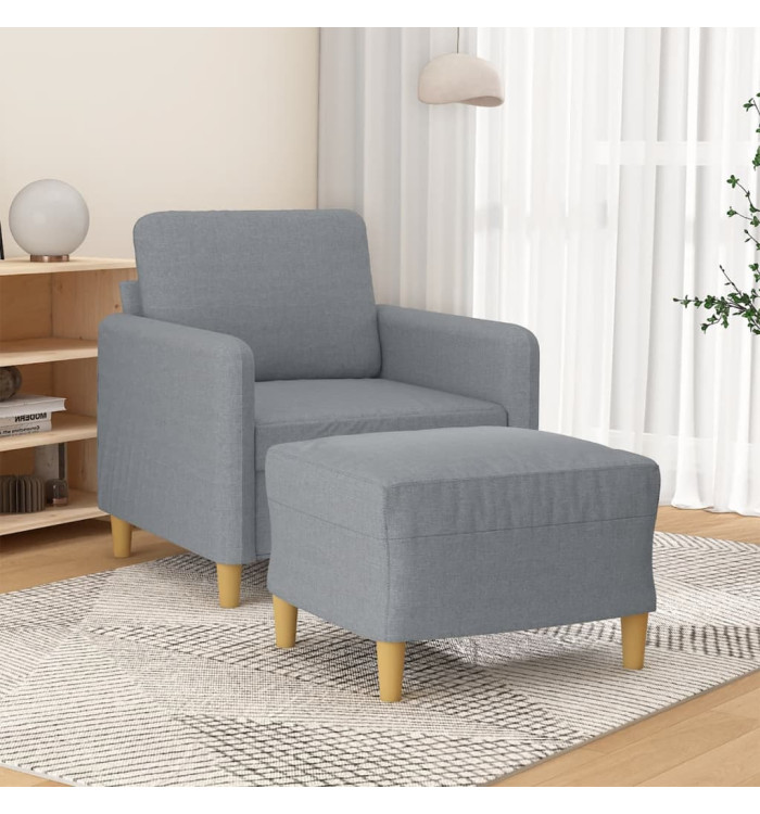 Fauteuil avec repose-pied Gris clair 60 cm Tissu | Mobilier & Déco