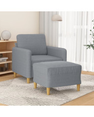Fauteuil avec repose-pied Gris clair 60 cm Tissu | Mobilier & Déco
