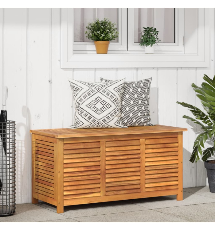 Boîte de rangement de jardin persiennes 113x50x56cm bois acacia | Mobilier & Déco