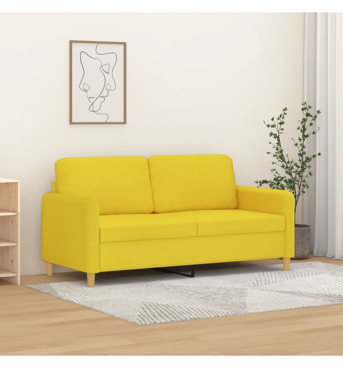 Canapé à 2 places Jaune clair 140 cm Tissu | Mobilier & Déco
