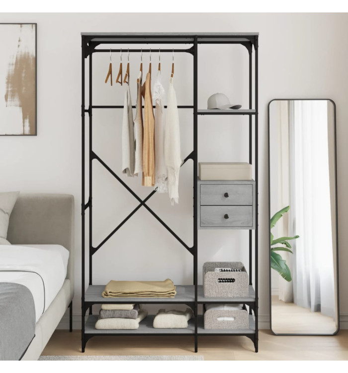 Armoire à tiroirs sonoma gris 100x40x180 cm bois d'ingénierie | Mobilier & Déco
