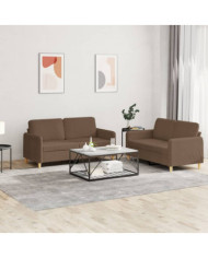 Ensemble de canapés 2 pcs avec coussins Marron Tissu | Mobilier & Déco