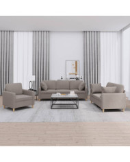 Ensemble de canapés 3 pcs avec coussins taupe tissu | Mobilier & Déco