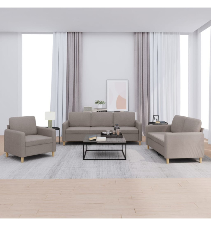 Ensemble de canapés 3 pcs avec coussins Taupe Tissu | Mobilier & Déco