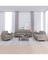 Ensemble de canapés 3 pcs avec coussins Taupe Tissu | Mobilier & Déco