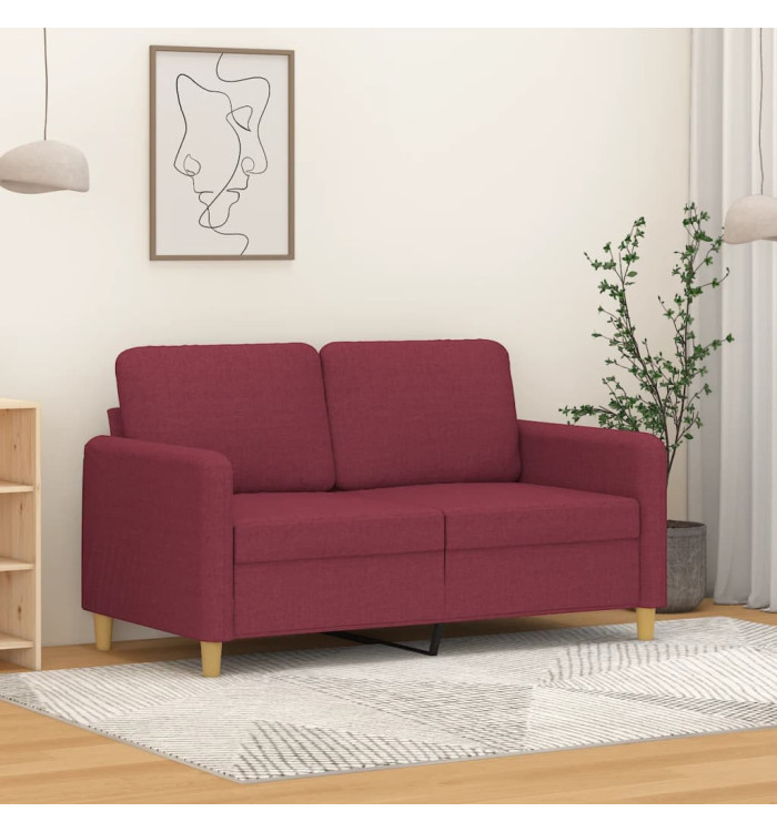 Canapé à 2 places Rouge bordeaux 120 cm Tissu | Mobilier & Déco