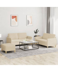 Ensemble de canapés 3 pcs avec coussins Crème Tissu | Mobilier & Déco