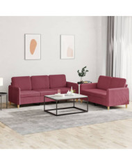 Ensemble de canapés 2 pcs avec coussins Rouge bordeaux Tissu | Mobilier & Déco
