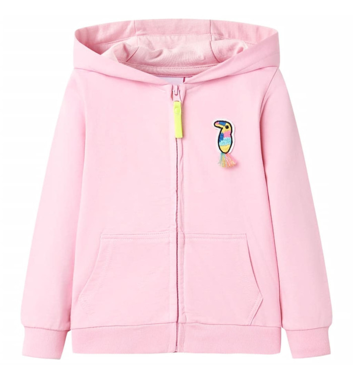 Sweatshirt à capuche avec fermeture éclair pour enfants rose vif 92 | Mobilier & Déco