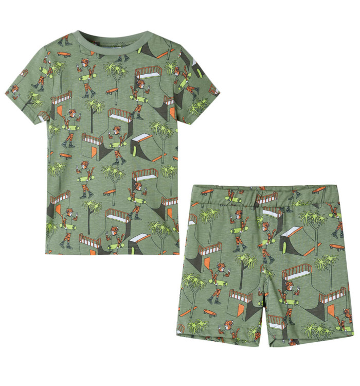 Pyjamas à manches courtes pour enfants kaki clair 128 | Mobilier & Déco