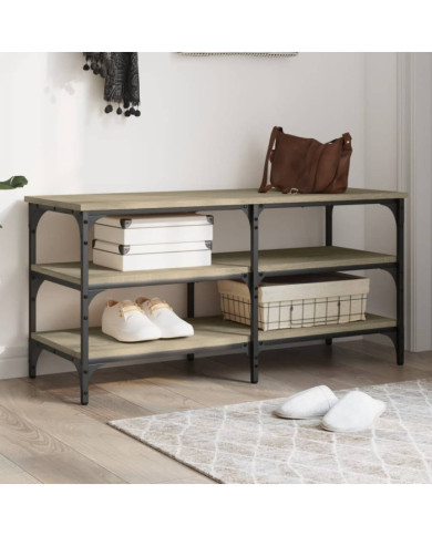 Banc à chaussures chêne sonoma 100x38,5x49 cm bois d'ingénierie | Mobilier & Déco