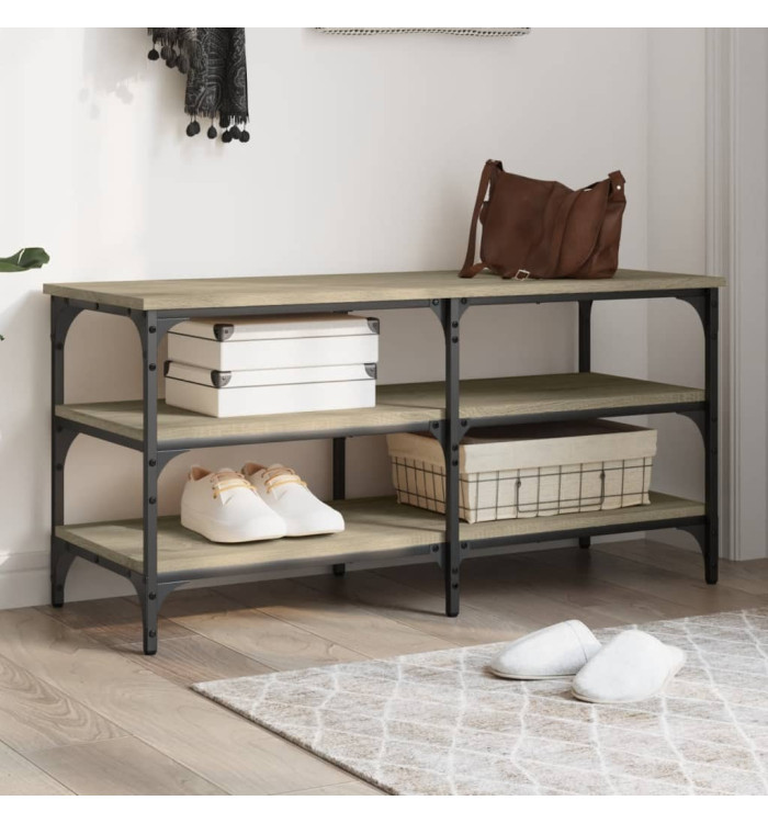 Banc à chaussures chêne sonoma 100x38,5x49 cm bois d'ingénierie | Mobilier & Déco