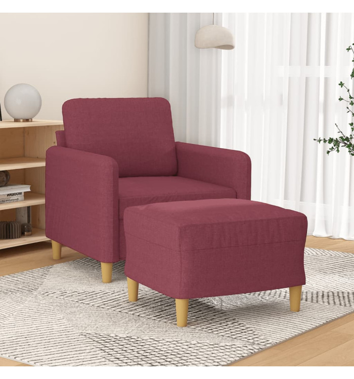Fauteuil avec repose-pied Rouge bordeaux 60 cm Tissu | Mobilier & Déco