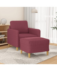 Fauteuil avec repose-pied Rouge bordeaux 60 cm Tissu | Mobilier & Déco