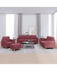Ensemble de canapés 4 pcs avec coussins Rouge bordeaux Tissu | Mobilier & Déco