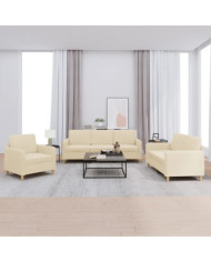 Ensemble de canapés 3 pcs avec coussins Crème Tissu | Mobilier & Déco