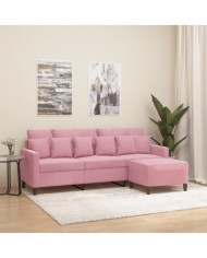 Canapé à 3 places avec repose-pieds Rose 180 cm Velours | Mobilier & Déco