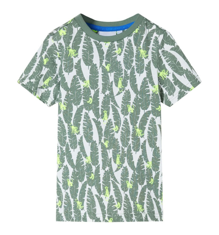 T-shirt pour enfants écru et lierre foncé 116 | Mobilier & Déco