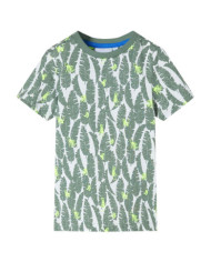 T-shirt pour enfants écru et lierre foncé 116 | Mobilier & Déco