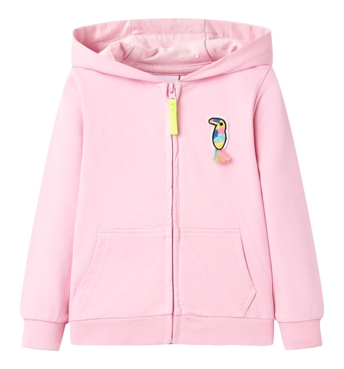 Sweatshirt à capuche avec fermeture éclair pour enfants rose vif 116 | Mobilier & Déco