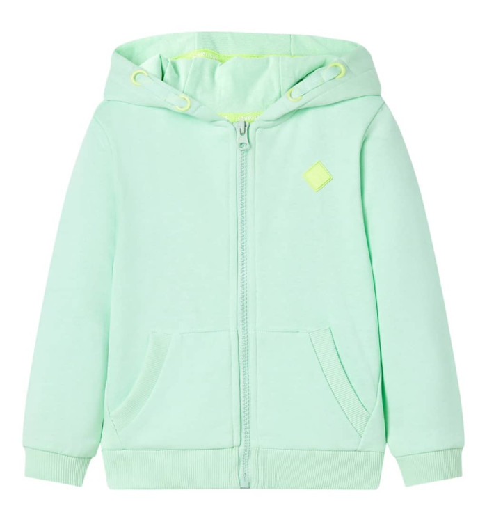 Sweat-shirt à capuche et fermeture éclair pour enfants vert vif 92 | Mobilier & Déco
