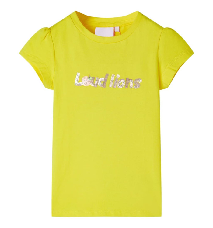 T-shirt enfant à manches courtes jaune vif 116 | Mobilier & Déco