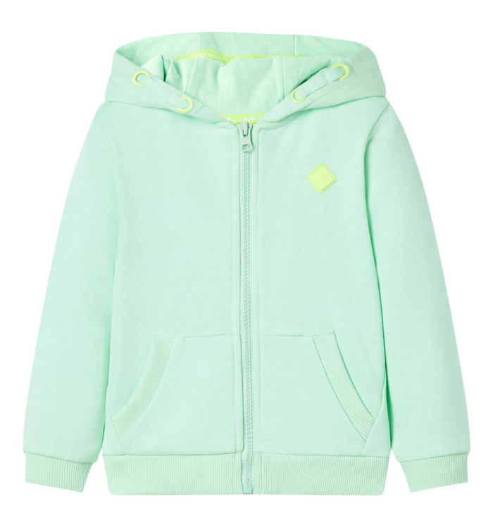 Sweat-shirt à capuche et fermeture éclair pour enfants vert vif 116 | Mobilier & Déco