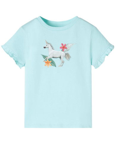 T-shirt enfants à manches courtes aqua clair 116 | Mobilier & Déco